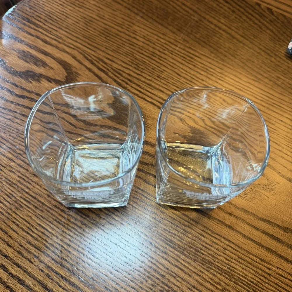 Vintage - Etched - Jack Daniels Old No. 7 Brand - Square Logo Glasses Set of 2